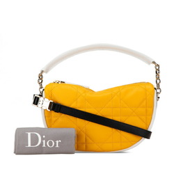 Christian Dior Dior Cannage DIOR VIBE Small Hobo Bag Handbag Shoulder Yellow White Black Leather Women's