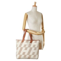 Hermes H Ambié GM Tote Bag Beige Brown Toile Leather Women's HERMES