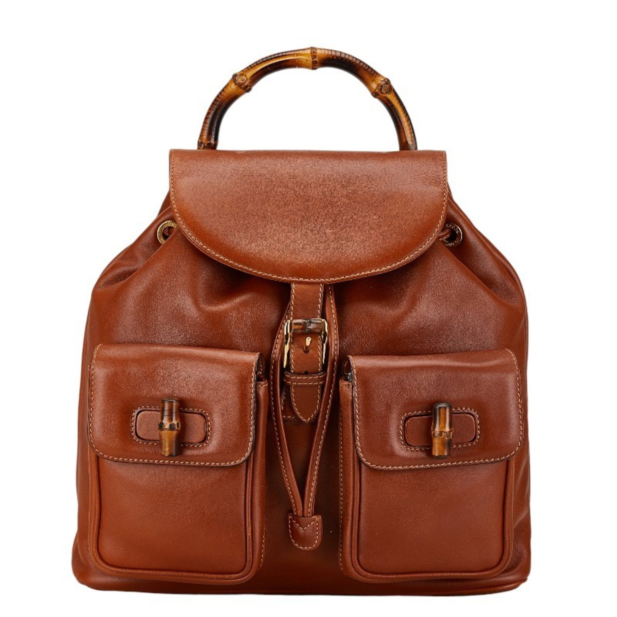 Gucci Bamboo Backpack 003 1998 0016 Brown Leather Women's GUCCI