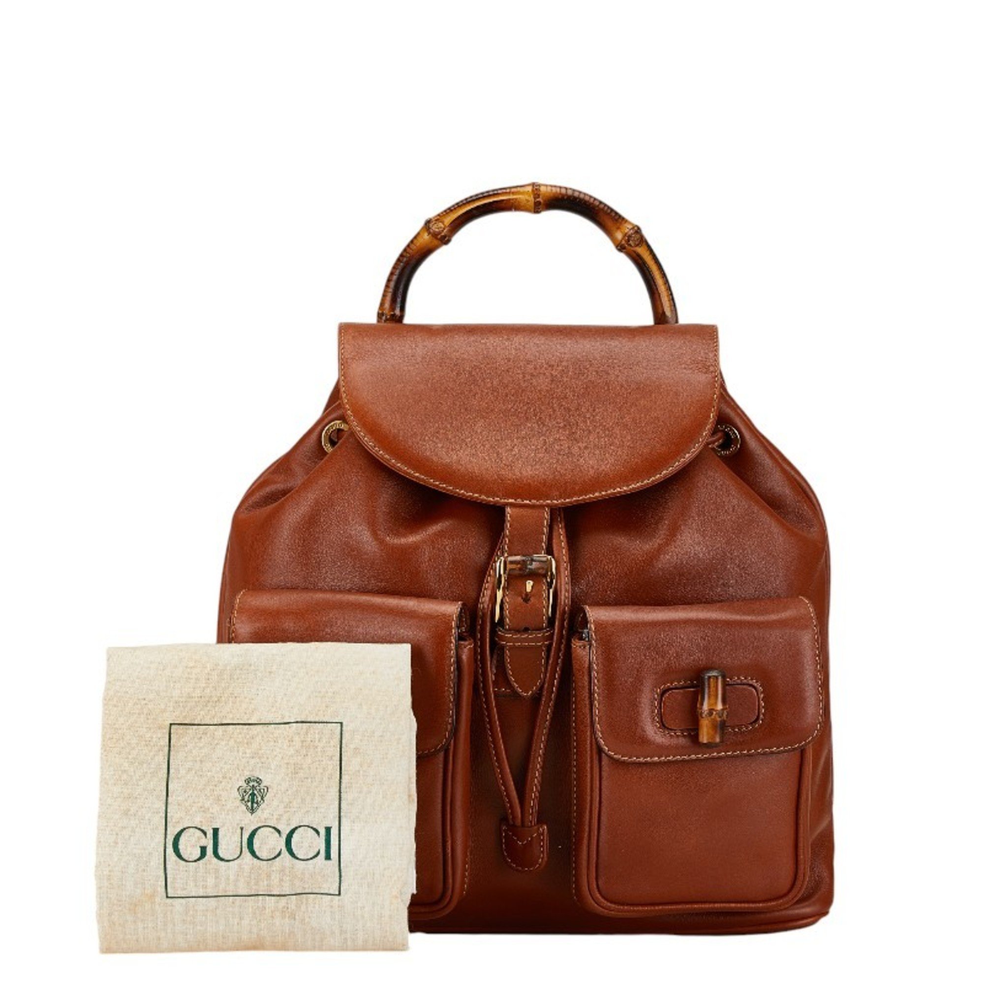 Gucci Bamboo Backpack 003 1998 0016 Brown Leather Women's GUCCI