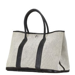 Hermes Garden PM Tote Bag Grey Black Toile H Leather Women's HERMES