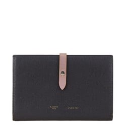 Celine Strap Large Multi-Function Long Wallet Navy Purple Leather Women's CELINE