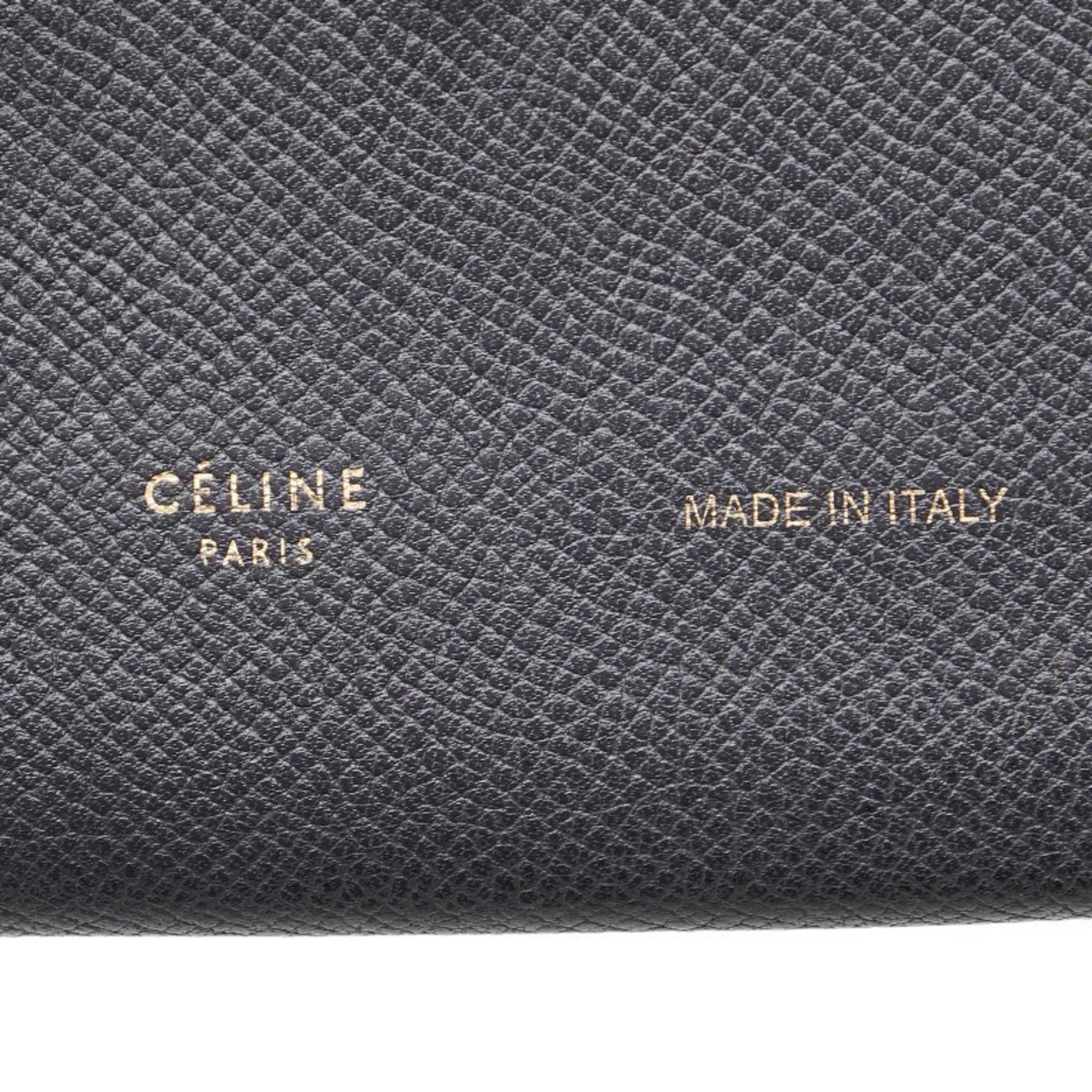 Celine Strap Large Multi-Function Long Wallet Navy Purple Leather Women's CELINE