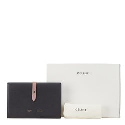 Celine Strap Large Multi-Function Long Wallet Navy Purple Leather Women's CELINE