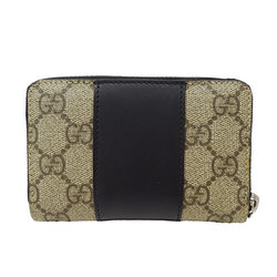 GUCCI Wallet for Women and Men GG Supreme Coin Case Beige Black 451242