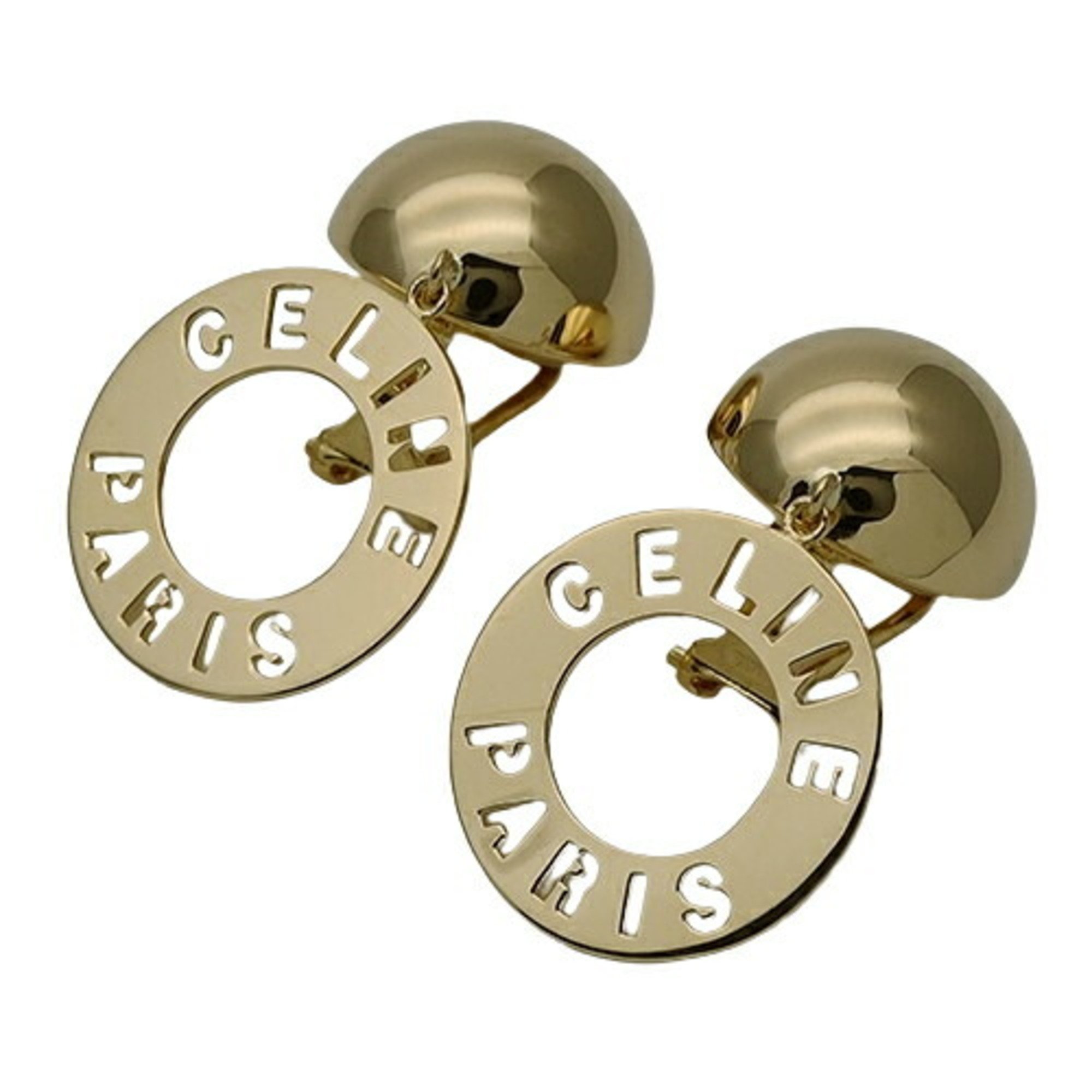 CELINE Earrings for Women, K18YG, 750YG, Circle, Yellow Gold, Polished