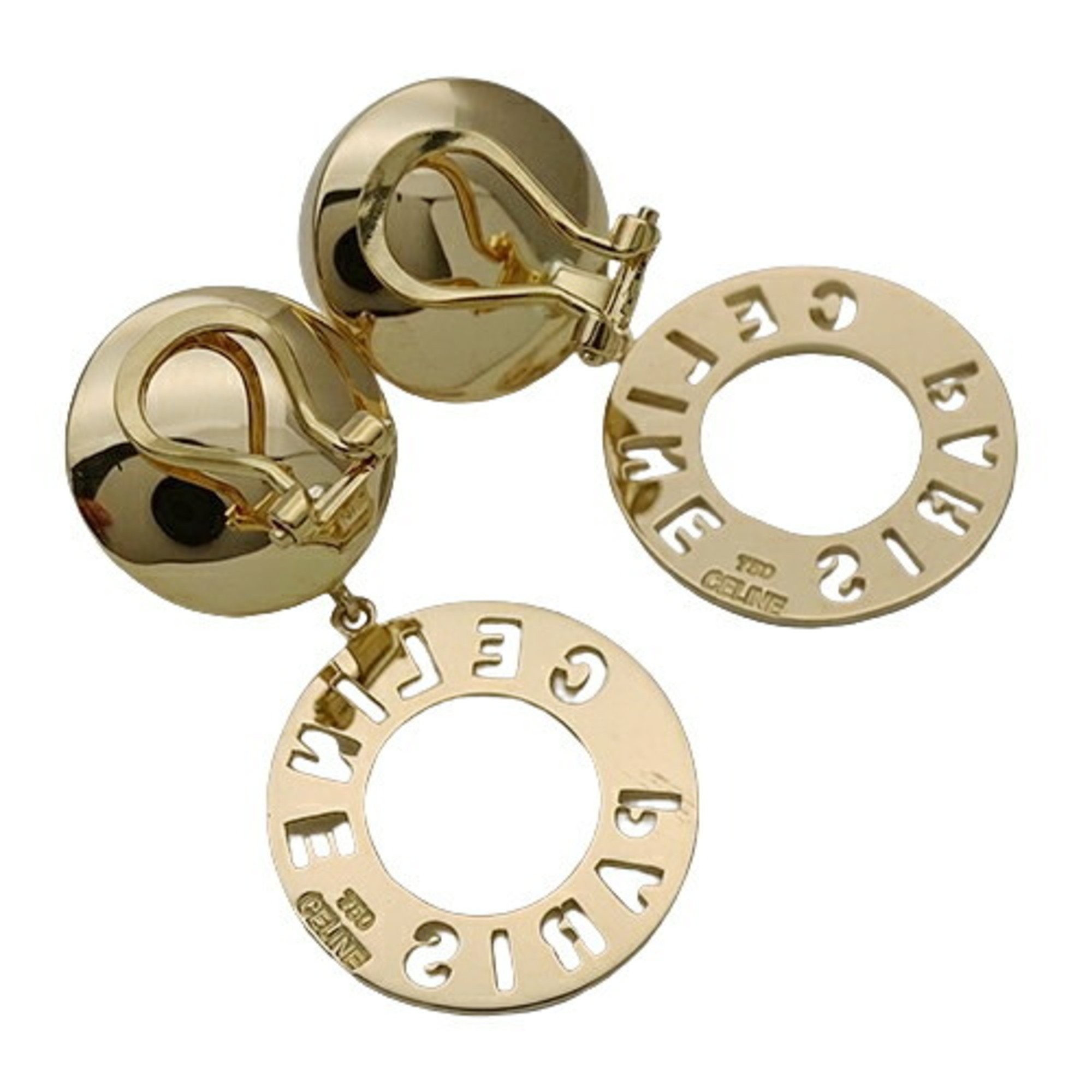 CELINE Earrings for Women, K18YG, 750YG, Circle, Yellow Gold, Polished