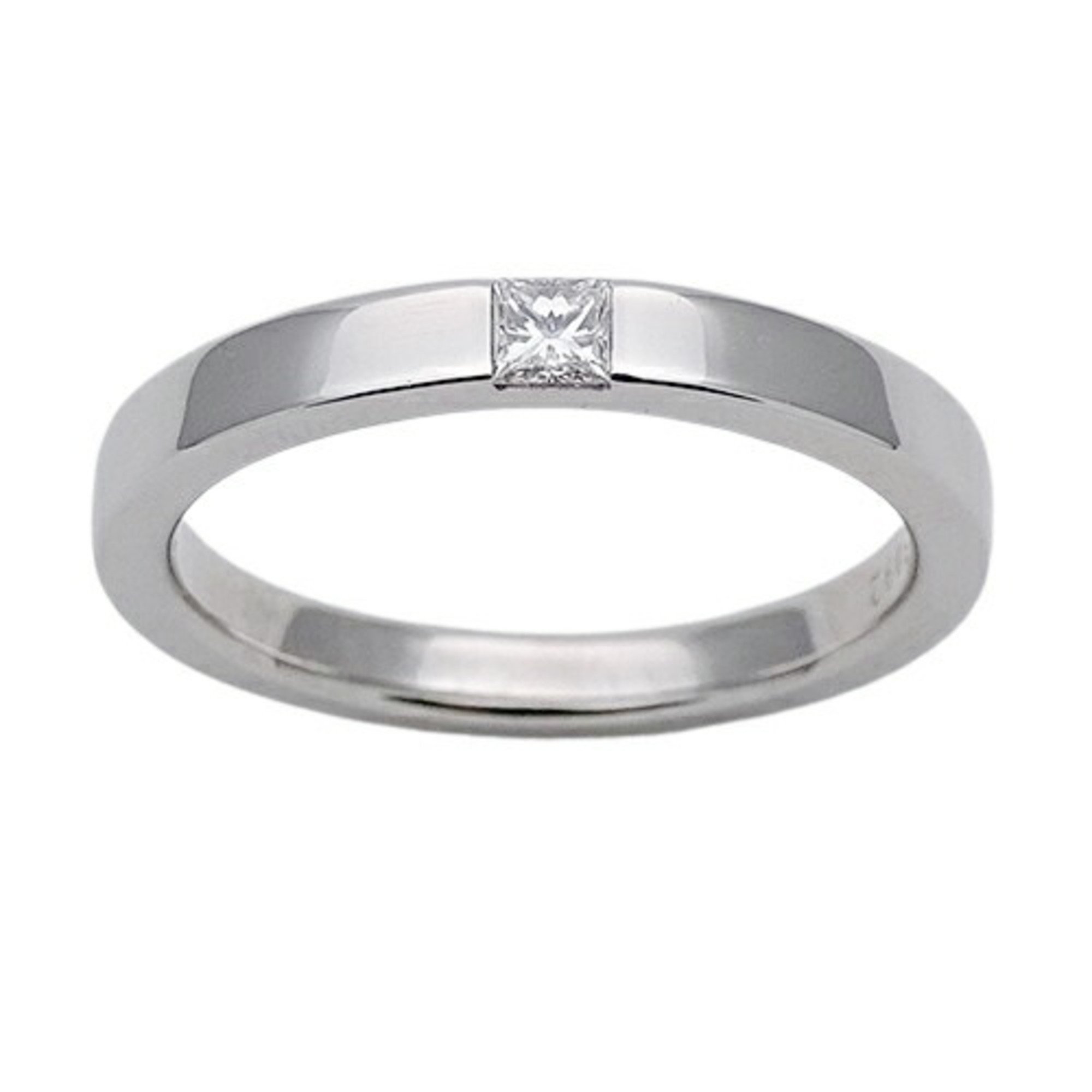 Harry Winston HARRY WINSTON Ring for Women and Men, PT950, 1P Diamond, Princess Cut, Platinum, Size 14, Polished