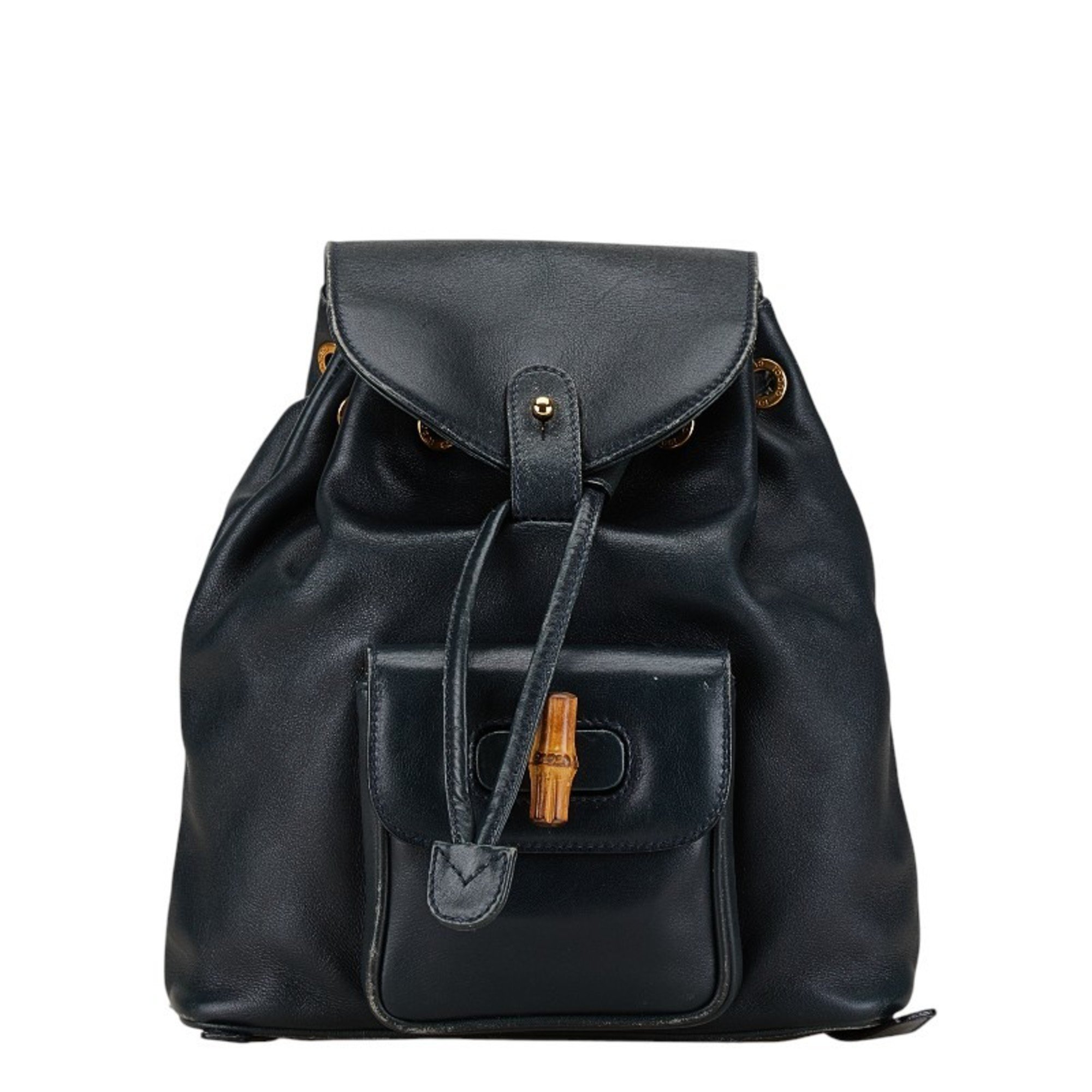 Gucci Bamboo Backpack 003 3444 0030 Navy Leather Women's GUCCI