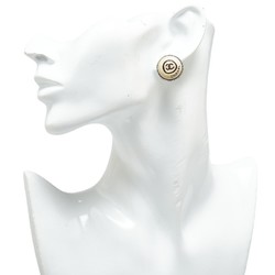 Chanel Coco Mark Earrings Silver Beige Metal Women's CHANEL