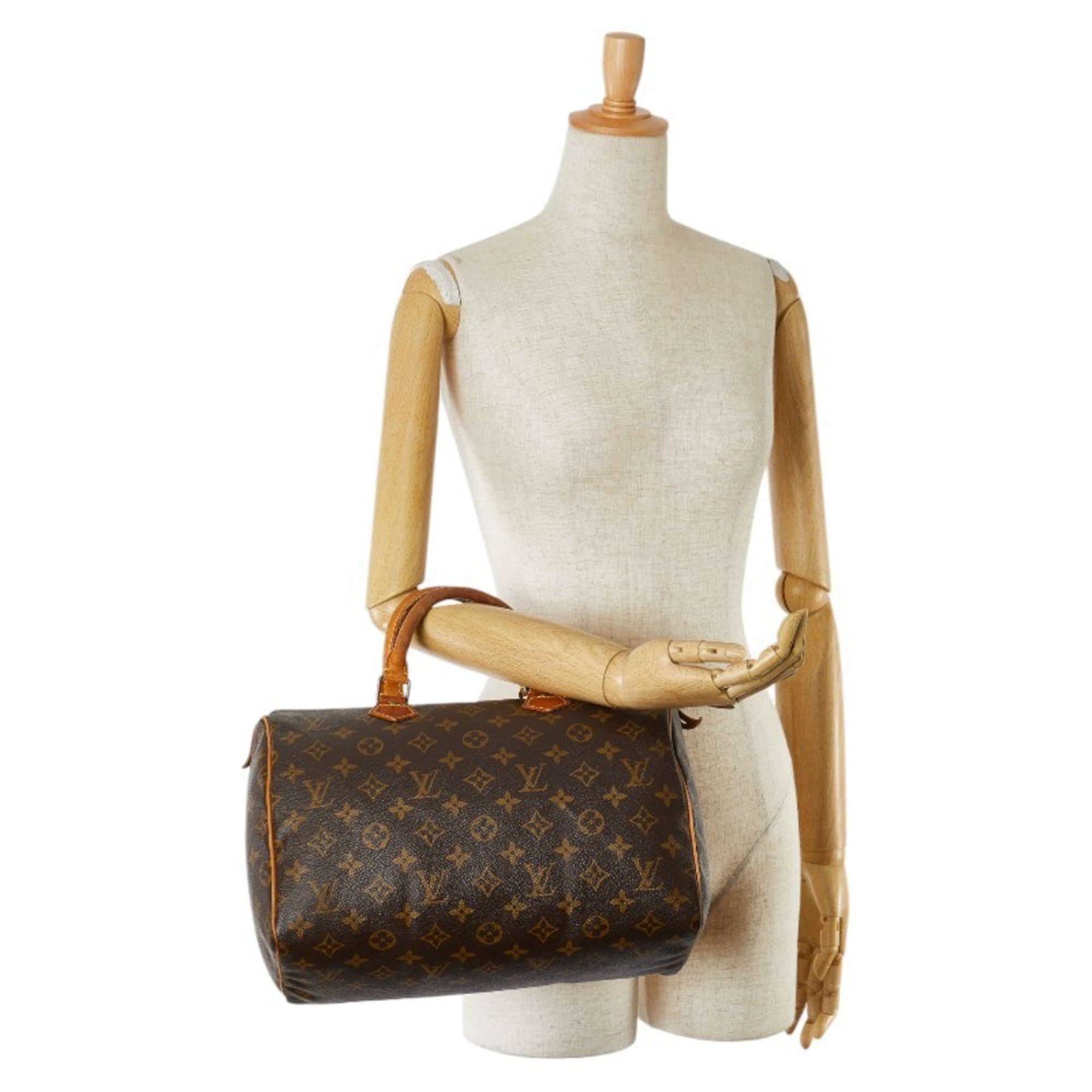 Louis Vuitton Monogram Speedy 30 Handbag M41526 Brown PVC Leather Women's LOUIS VUITTON