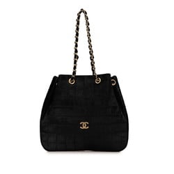 Chanel Coco Mark Chocolate Bar Chain Shoulder Bag Handbag Black Pony Leather Women's CHANEL