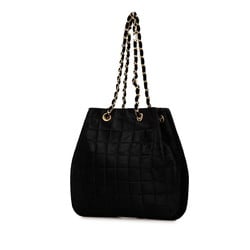 Chanel Coco Mark Chocolate Bar Chain Shoulder Bag Handbag Black Pony Leather Women's CHANEL