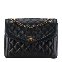 Chanel Matelasse 25 Diana Coco Mark Chain Shoulder Bag Black Lambskin Women's CHANEL