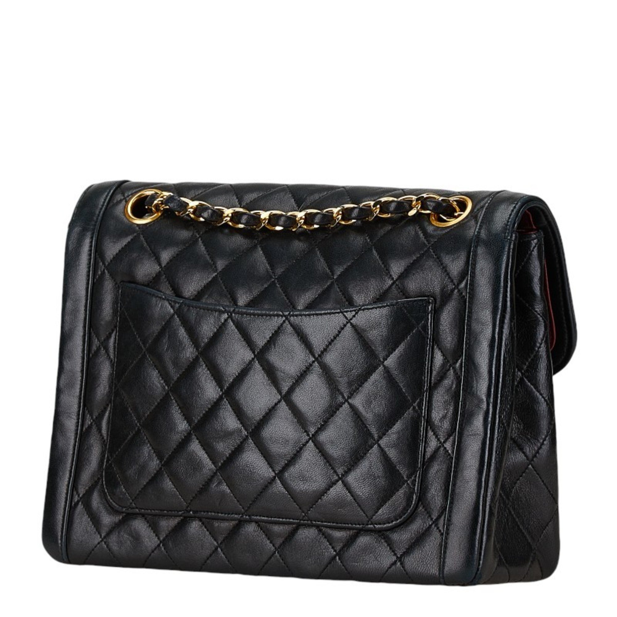 Chanel Matelasse 25 Diana Coco Mark Chain Shoulder Bag Black Lambskin Women's CHANEL