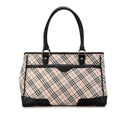 Burberry Nova Check Tote Bag Beige Black Canvas Leather Women's BURBERRY