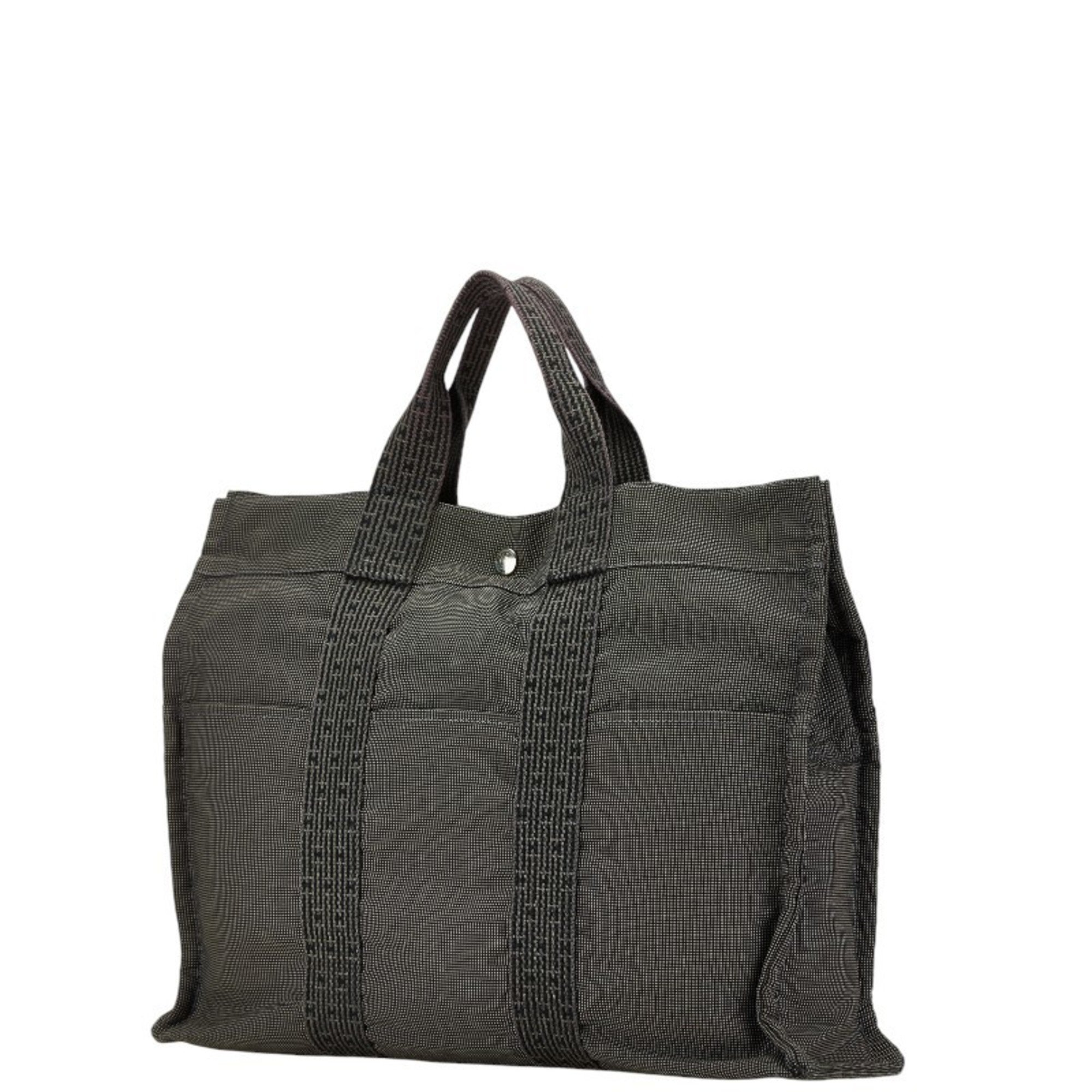 Hermes Air Line MM Tote Bag Grey Canvas Women's HERMES