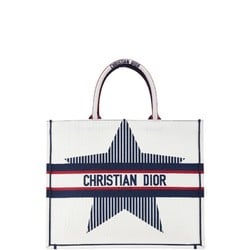 Christian Dior Dior Alps Book Tote Large Bag White Navy Canvas Women's