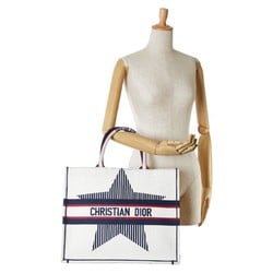 Christian Dior Dior Alps Book Tote Large Bag White Navy Canvas Women's