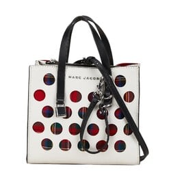 Marc Jacobs Check Grind Handbag Shoulder Bag White Red Leather Women's MARC JACOBS