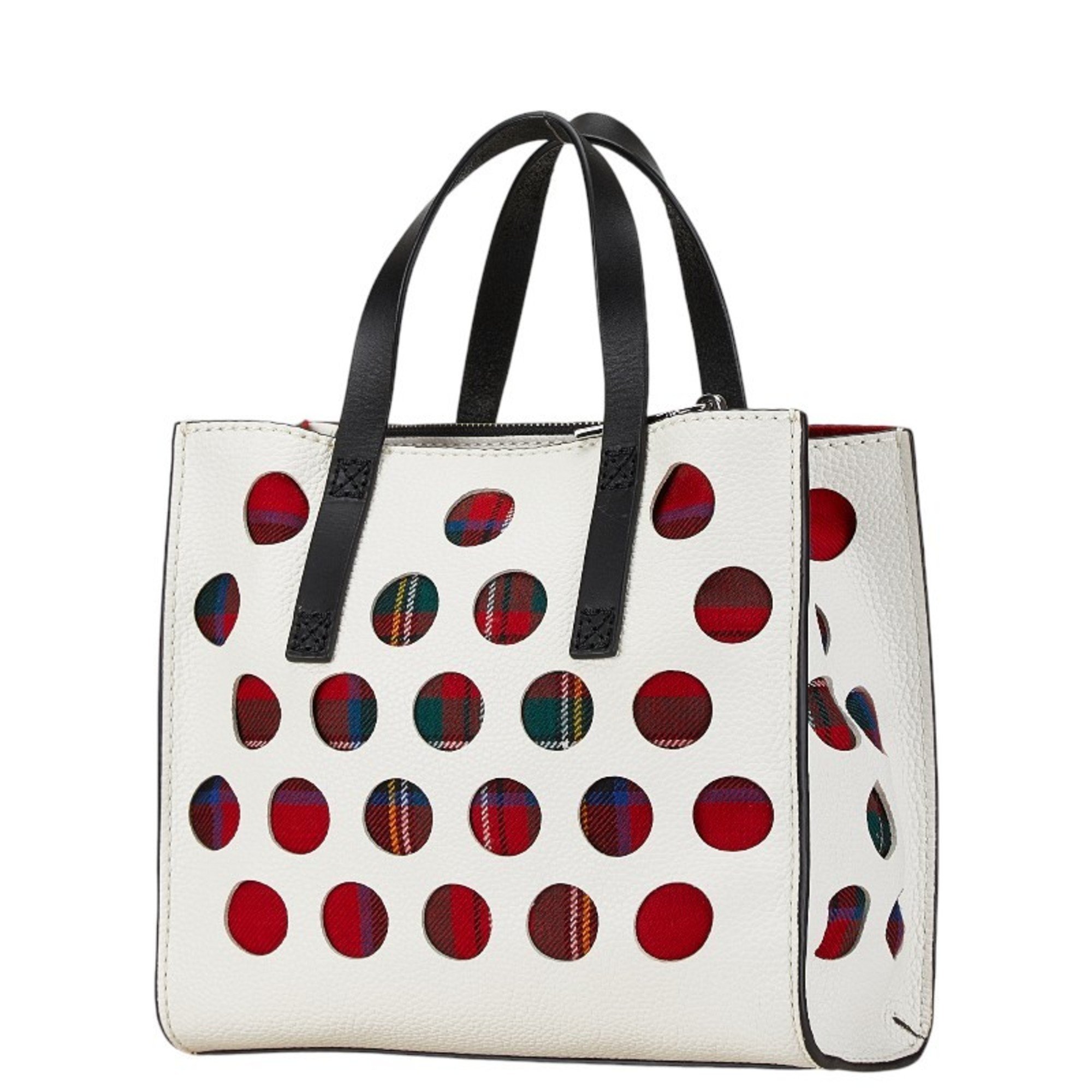 Marc Jacobs Check Grind Handbag Shoulder Bag White Red Leather Women's MARC JACOBS