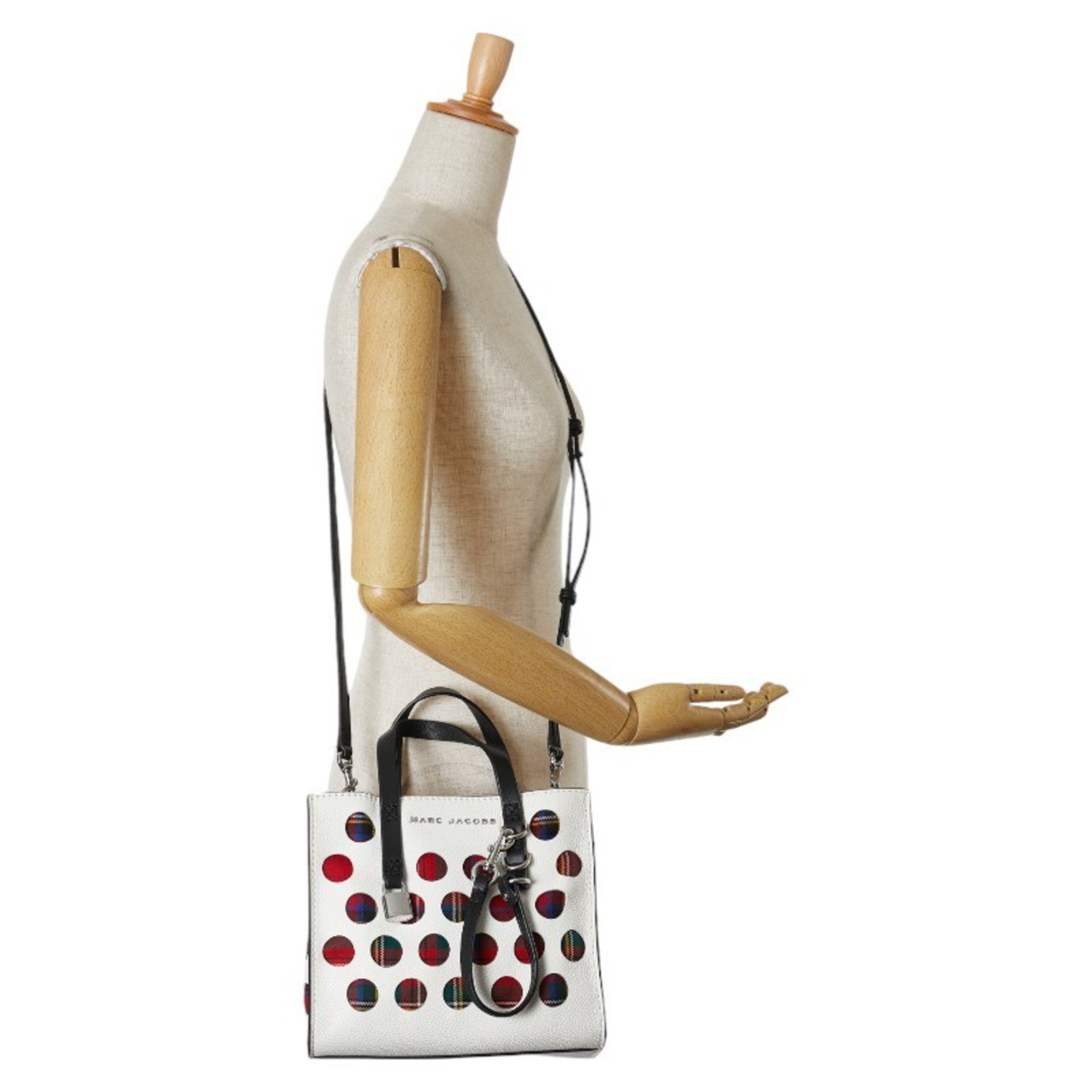 Marc Jacobs Check Grind Handbag Shoulder Bag White Red Leather Women's MARC JACOBS