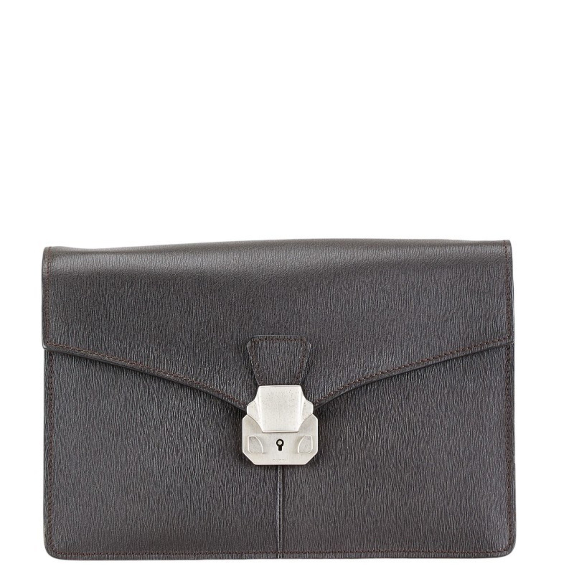 Dunhill clutch bag, second black, brown, leather, women's