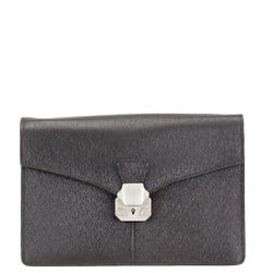 Dunhill clutch bag, second black, brown, leather, women's