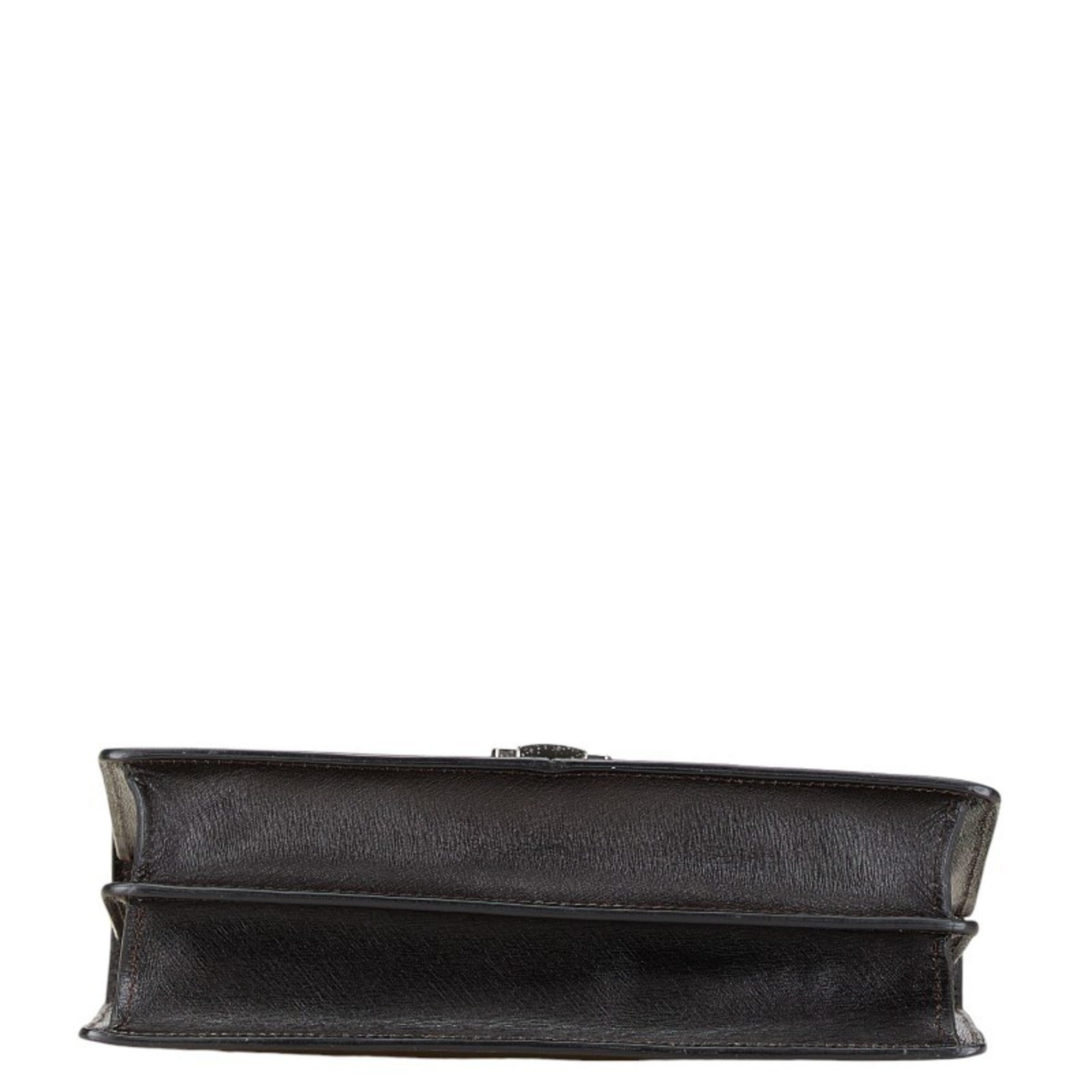 Dunhill clutch bag, second black, brown, leather, women's