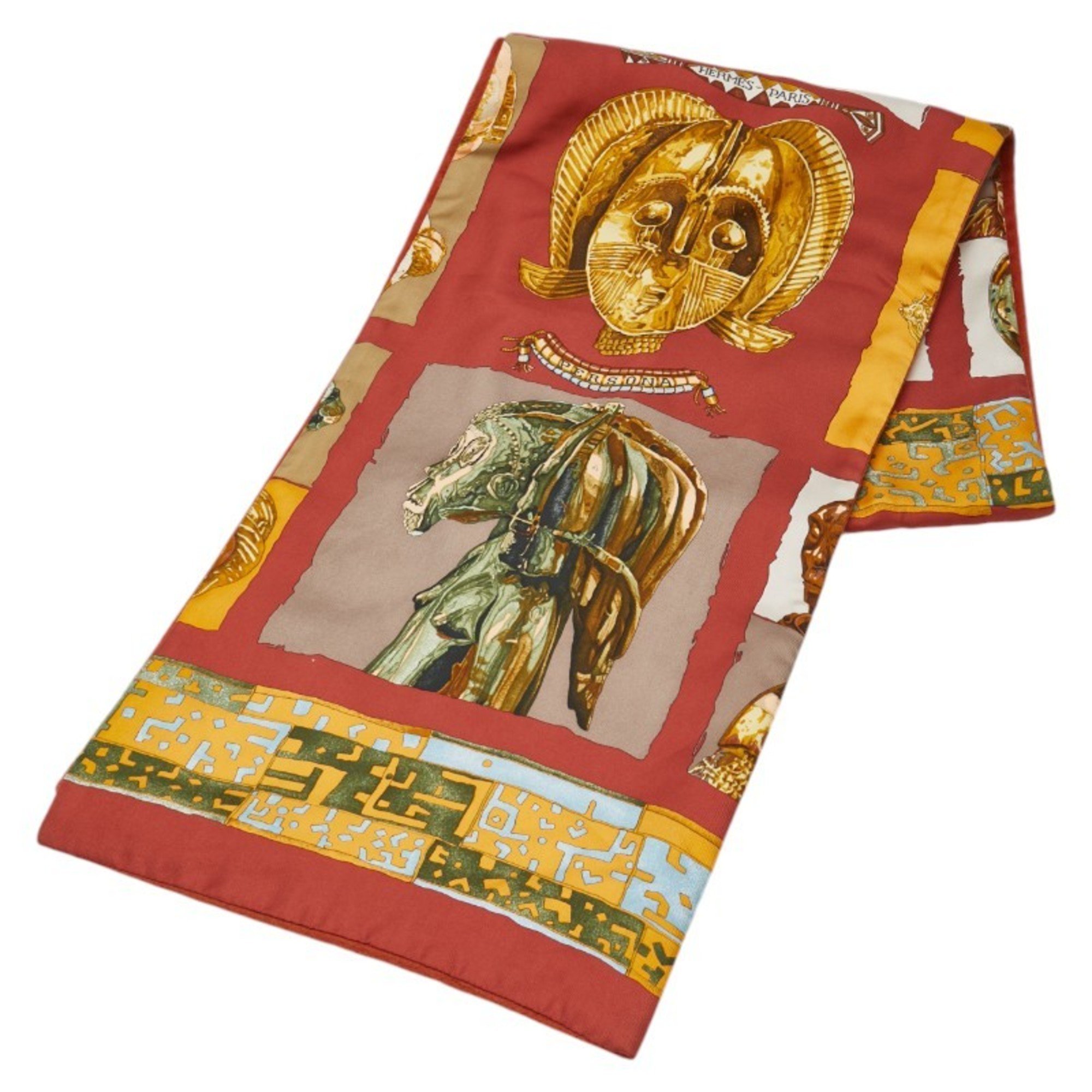 Hermes Persona Scarf Multicolor Orange Silk Angora Women's HERMES