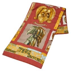 Hermes Persona Scarf Multicolor Orange Silk Angora Women's HERMES