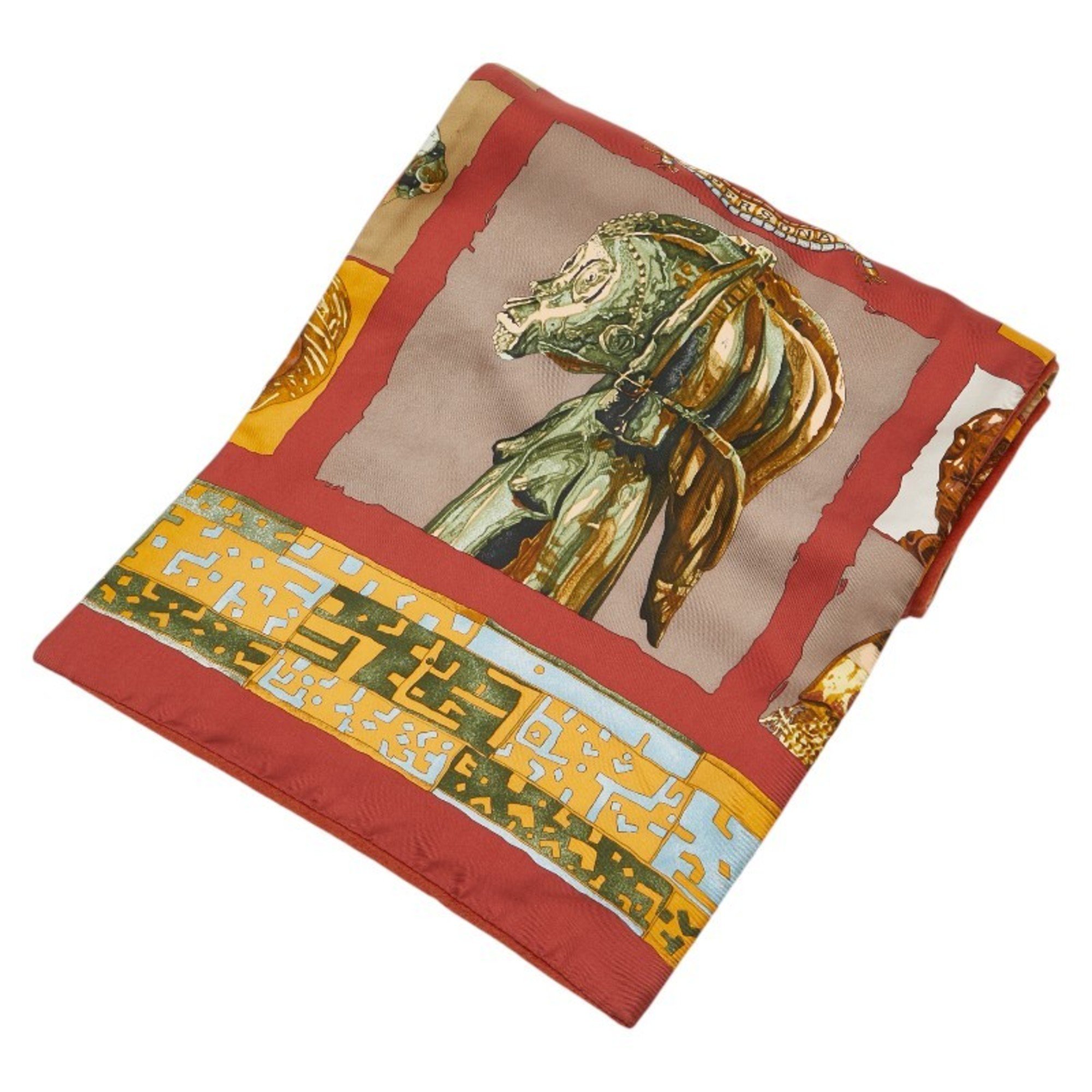 Hermes Persona Scarf Multicolor Orange Silk Angora Women's HERMES