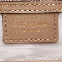 Kate Spade Tote Bag Shoulder Cream Greige White Canvas Leather Women's