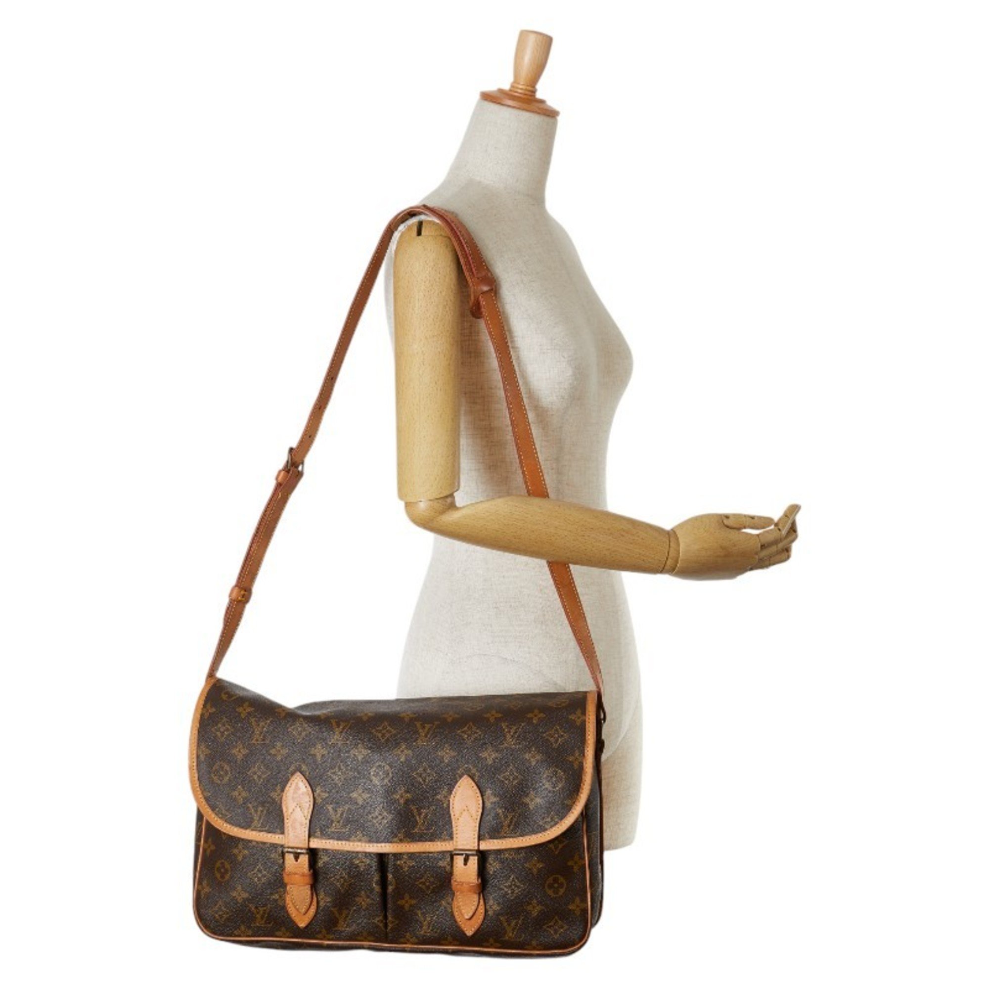 Louis Vuitton Monogram Gibessier GM Shoulder Bag M42249 Brown PVC Leather Women's LOUIS VUITTON