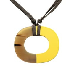 Hermes Ism Necklace Brown Yellow Buffalo Horn Women's HERMES