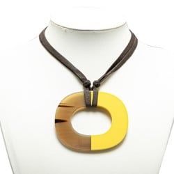 Hermes Ism Necklace Brown Yellow Buffalo Horn Women's HERMES