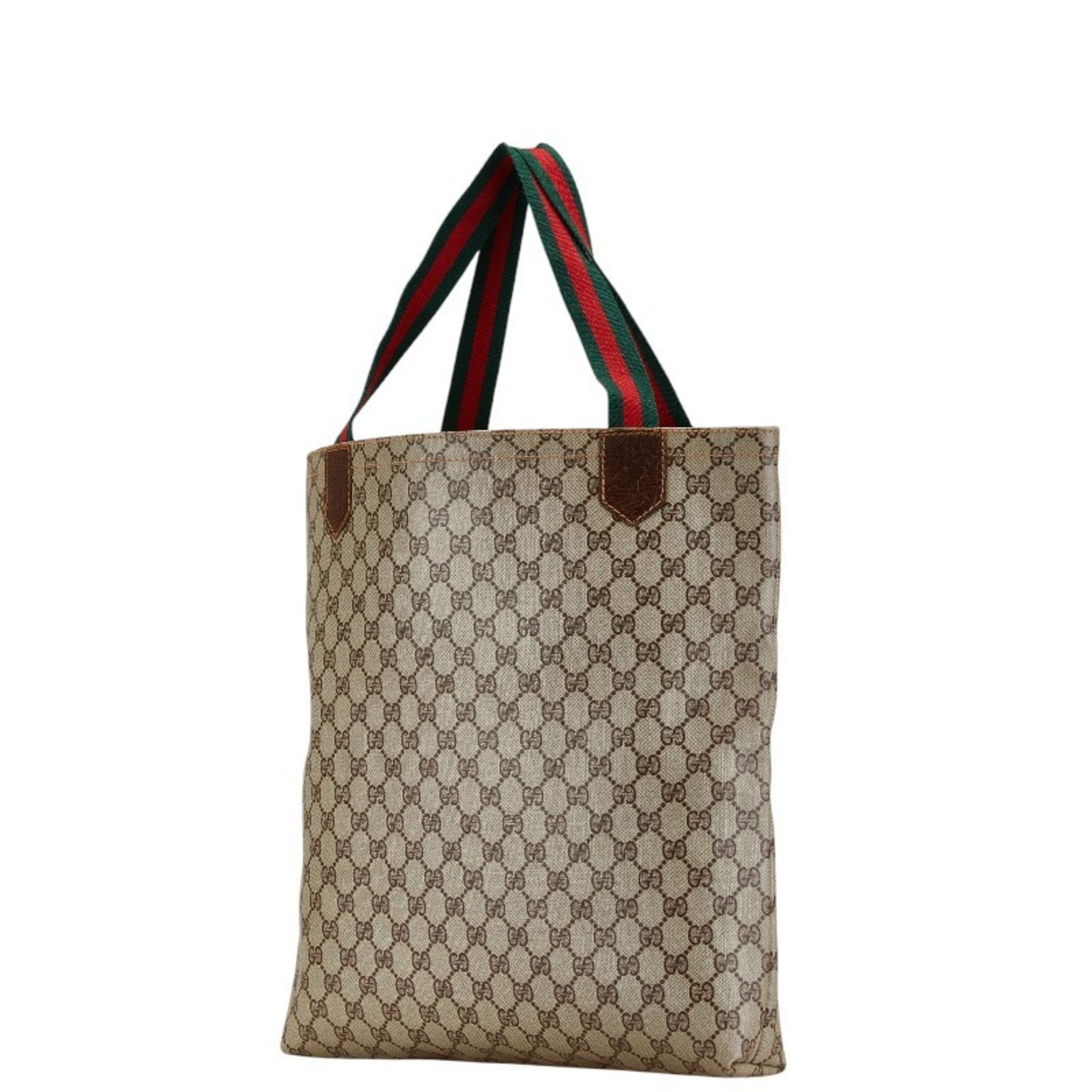 Gucci PARFUMS GG Plus Sherry Line Tote Bag Handbag Beige Brown PVC Leather Women's GUCCI