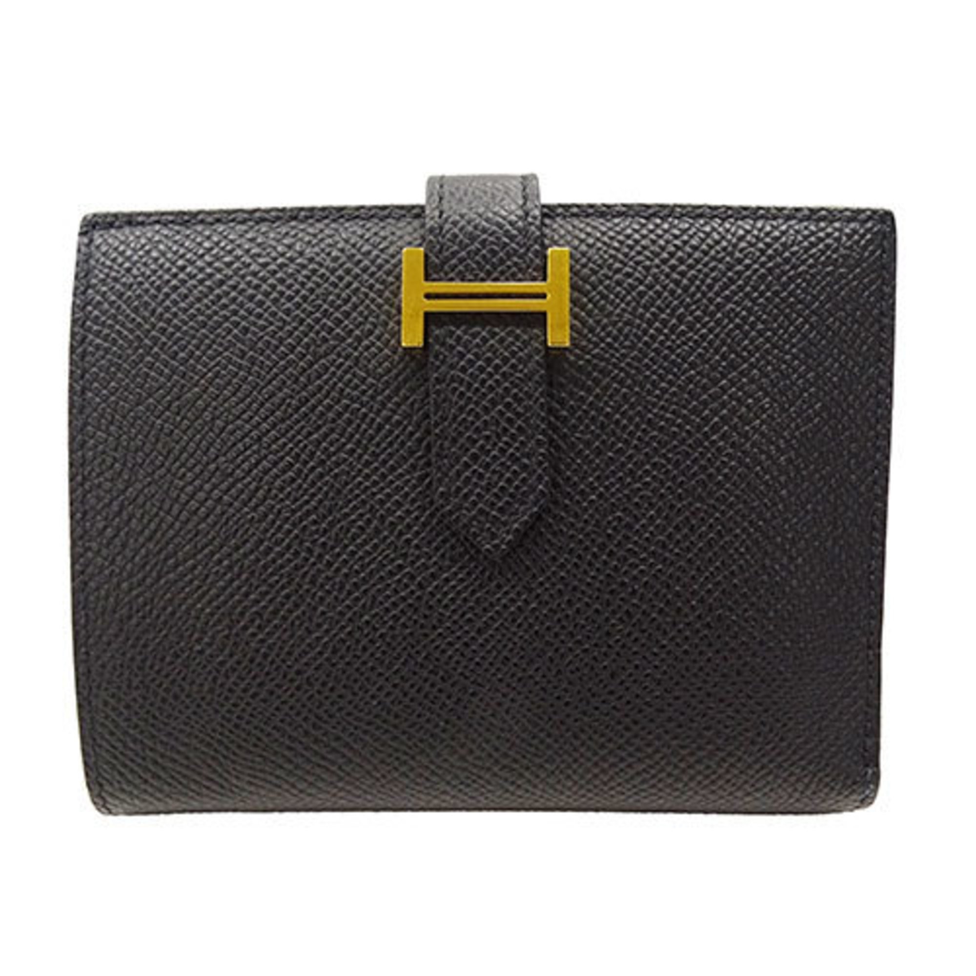 Hermes HERMES Wallet for Women and Men Bi-fold Bearn Compact Epsom Black W Stamp (Manufactured in 2024)