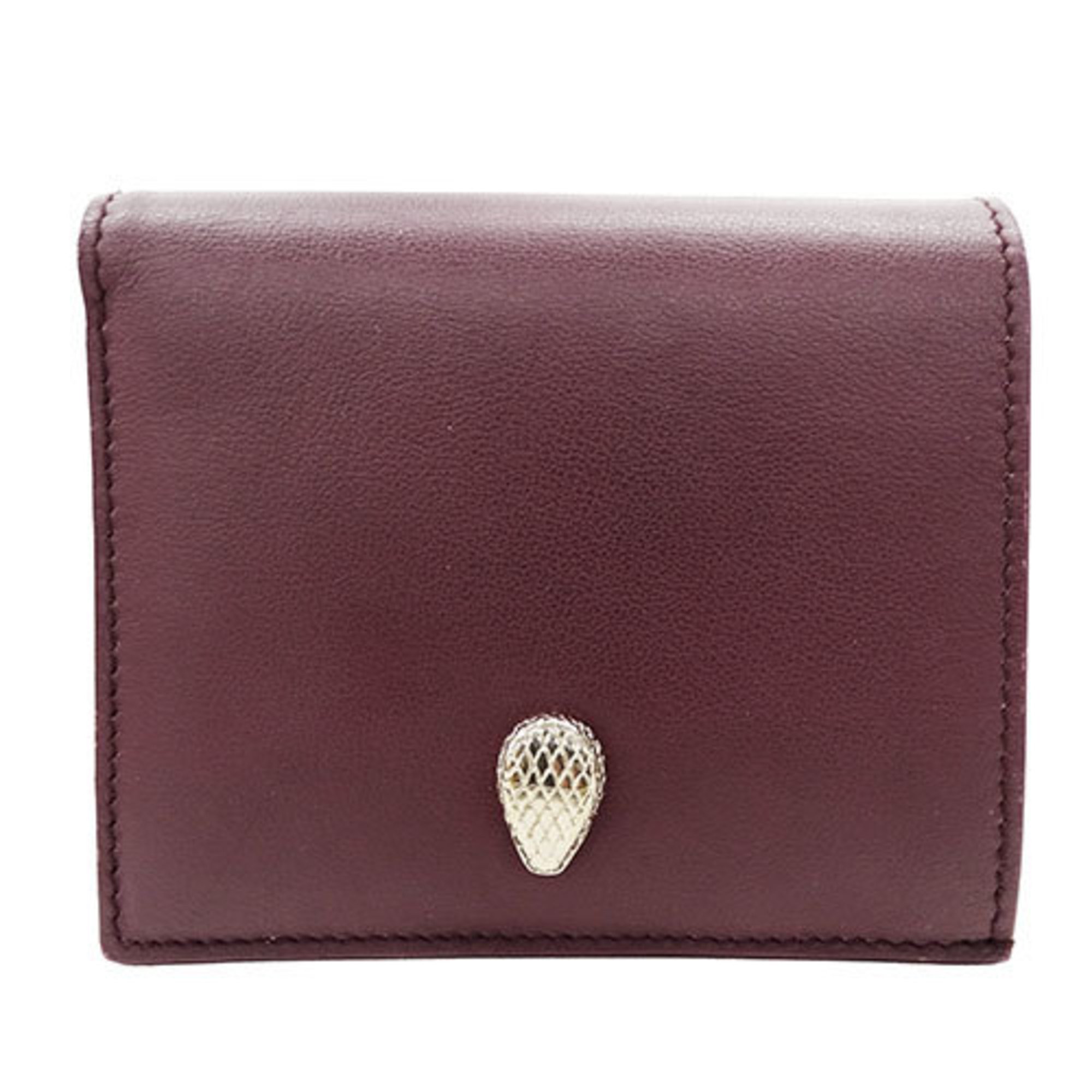 BVLGARI Women's Wallet, Serpenti Leather, Bordeaux, Snake Pattern