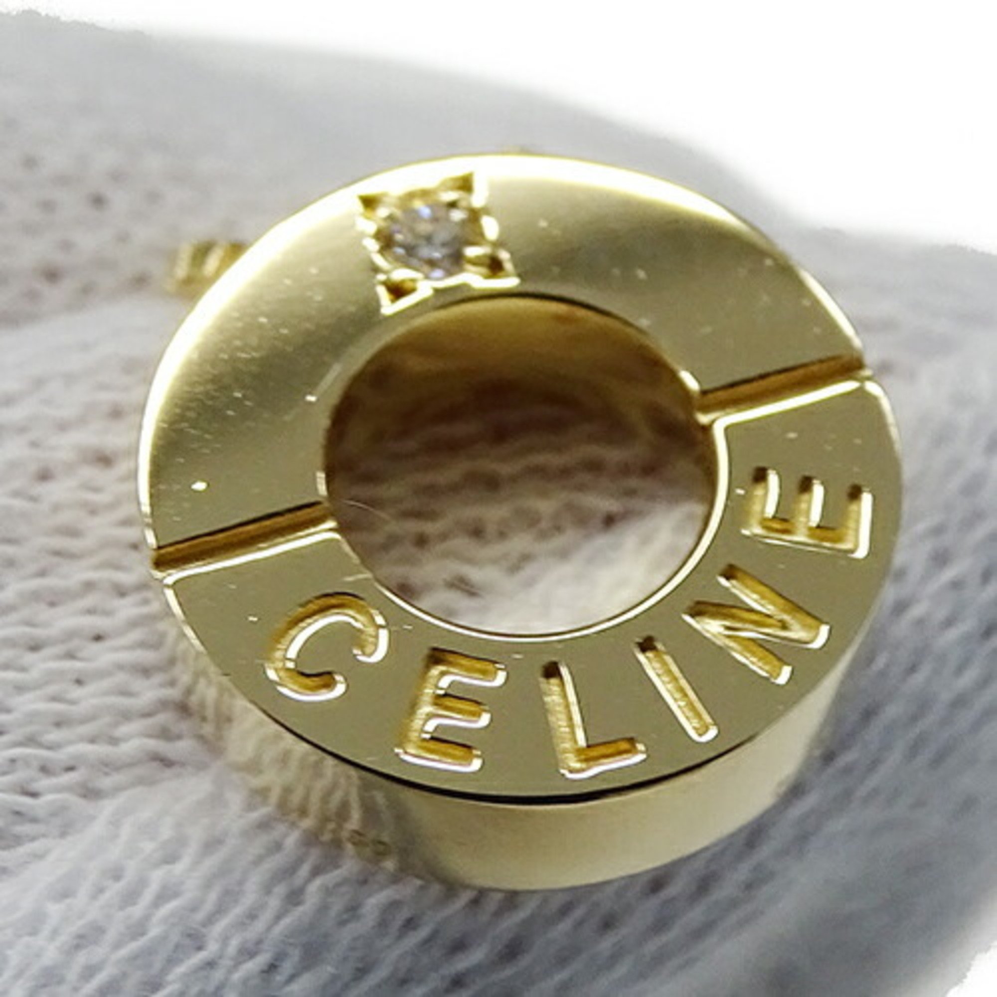 CELINE Necklace for Women 750YG K18YG 1P Diamond D0.03 Circle Yellow Gold Polished