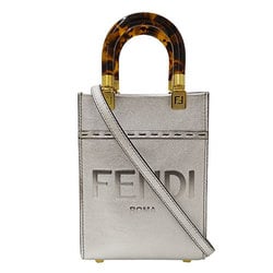 FENDI Bags Women's Handbags Shoulder 2way Leather Sunshine Shopper Silver 8BS051