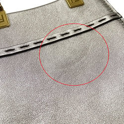 FENDI Bags Women's Handbags Shoulder 2way Leather Sunshine Shopper Silver 8BS051