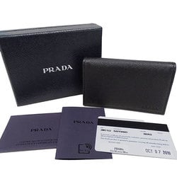 PRADA Card Case for Women and Men, Saffiano Black, 2MC122, Business Holder, Compact