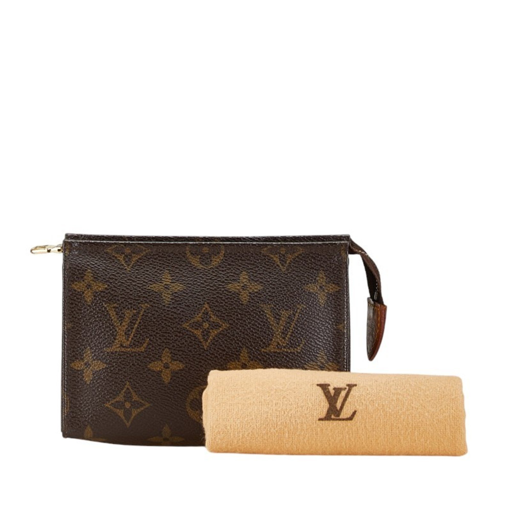 Louis Vuitton Monogram Pochette Toilette 15 Clutch Bag M47546 Brown PVC Leather Women's LOUIS VUITTON