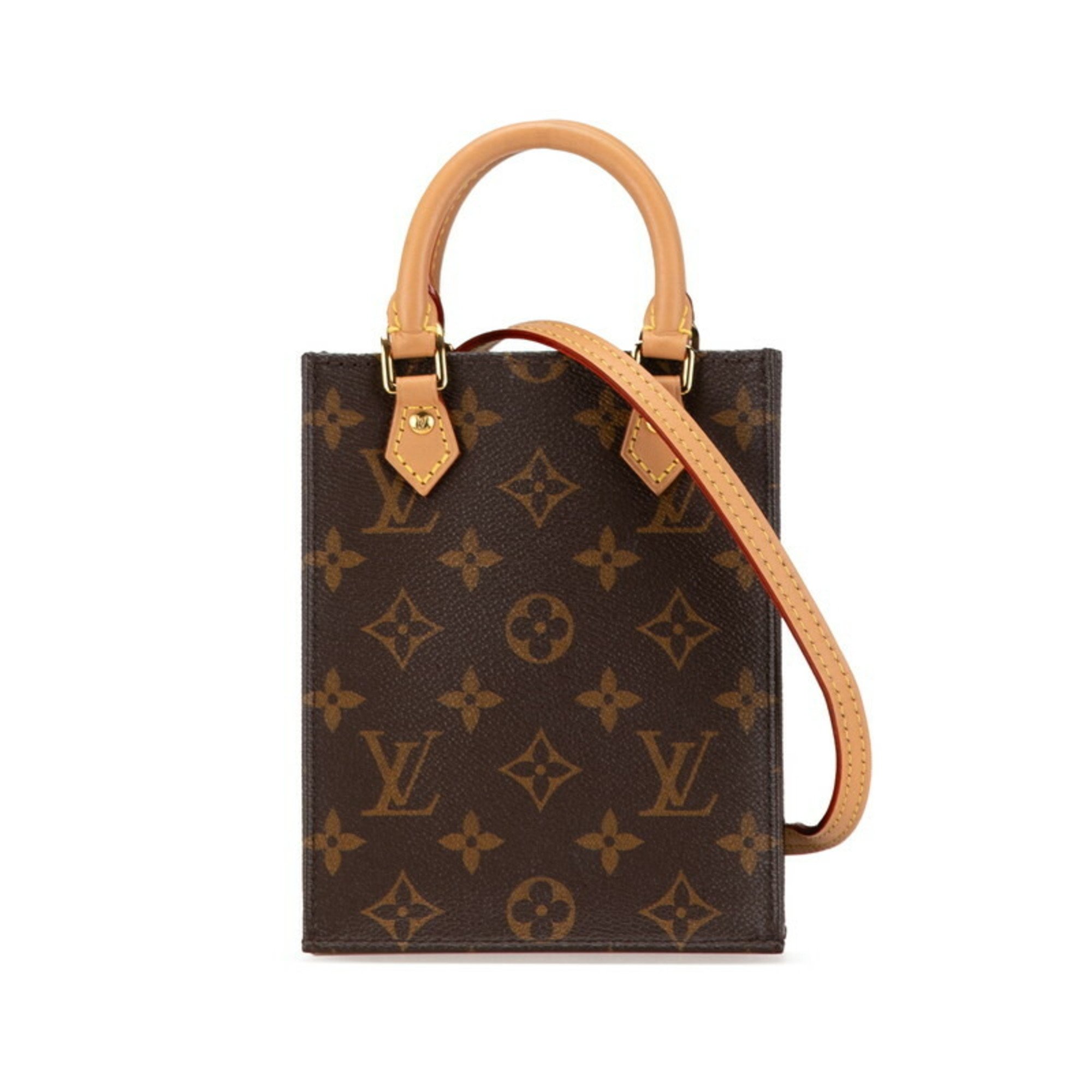 Louis Vuitton Monogram Petite Sac Plat Handbag Shoulder Bag M69442 Brown PVC Leather Women's LOUIS VUITTON