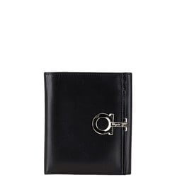 Salvatore Ferragamo Gancini Bi-fold Compact Wallet 221203 Black Leather Women's