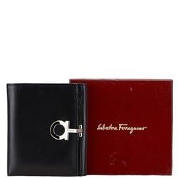 Salvatore Ferragamo Gancini Bi-fold Compact Wallet 221203 Black Leather Women's