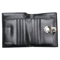 Salvatore Ferragamo Gancini Bi-fold Compact Wallet 221203 Black Leather Women's