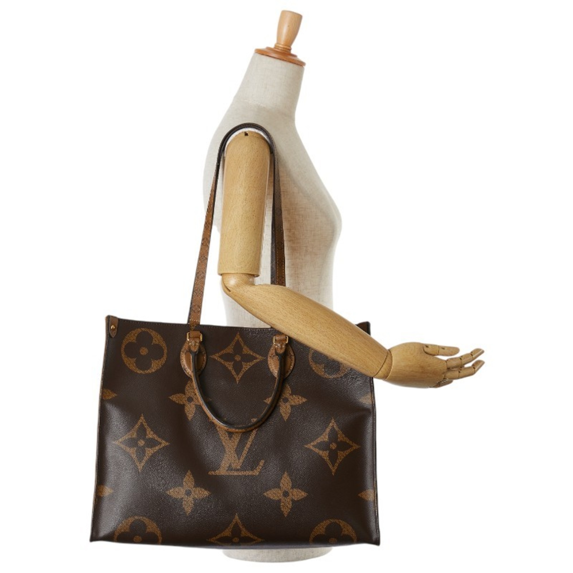 Louis Vuitton Monogram Reverse On the Go MM Handbag Shoulder Bag M44576 Brown PVC Leather Women's LOUIS VUITTON