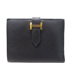 Hermes HERMES Wallet Bearn Compact Women's Men's Bi-fold Veau Epsom Black □I Engraved